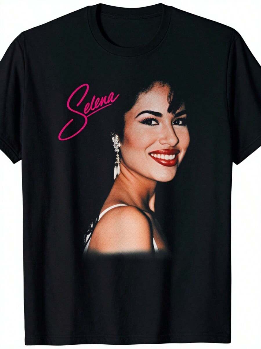20265ins Vintage Selenas Quintanilla Love Music Retro 80s 70s Fans T-Shirt Funny Streetwear Graphic Tee Tops Fashion Shirt Y2k - 黑色 - 查看 1