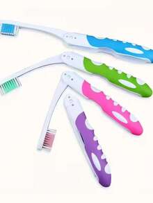 1/4 支装旅行牙刷，可折叠设计，中等刷毛，适合露营、情侣、旅行和商务出行 - 彩色 - 查看 8