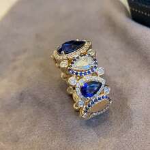 1枚亮蓝色水滴形闪亮细节戒指 - 藍石水滴閃鑽戒指 - 查看 5