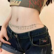 女士波西米亚风流苏腰链，时尚百搭的身体链配饰，适合女士佩戴 - 單層白色腰鍊 - 查看 3