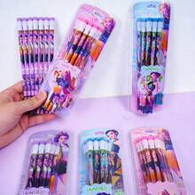 12支装 K-POP 2025 驱魔女团 12支装大号铅笔带橡皮擦，含3个卷笔刀，卡通 K-POP 风格文具，学习铅笔 - 彩色 - 查看 4