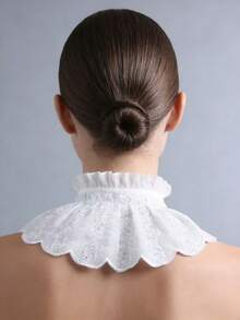 1 pieza Capa con cuello alto de estilo gótico lolita, con bordado pesado y ribete de encaje, con cuello decorativo desmontable - Blanco - Ver 7