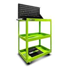 carrito organizadorKroner Carro de Herramientas Metálico 3 Pisos con Panel Porta Llaves Carrito Taller Mecánico con Ruedas y Freno - Verde Y Negro - Ver 8