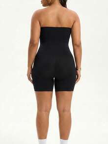 1pc Plus Size Women Seamless Waist Cincher & Tummy Control Bodysuit - Full Body Shapewear For Discreet Shaping Under Dresses, Weddings, Daily Wear & Postpartum Recovery - Black - View 2