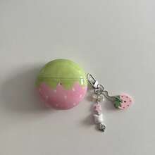 极简粉色草莓耳机盒，带草莓吊坠，兼容华为Freebuds 7i、新款Freebuds Clip 2、Freebuds SE3、Freebuds 5i、Pro 3，可爱韩版耳机盒 - 粉色 - 查看 12