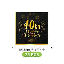 40th Birthday Black & Gold Disposable Plate, Napkin, Cup Set, Serves 8 Guests, Suitable For Birthday, Wedding, Party, Family Picnic - Multicolor - View 9