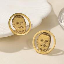 Custom Photo Earrings, Personalized Image 304 Stainless Steel Earrings, Men's Jewelry, Daily Wear, Ideal For Couples, Family, Anniversary Gift - Gold - View 6