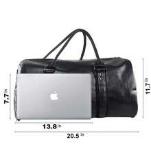 Leather Travel Bag With Shoe Pouch, Waterproof Weekender Overnight Bag, Carry On Duffel Bag For Men Women-Black - 黑色 - 查看 4