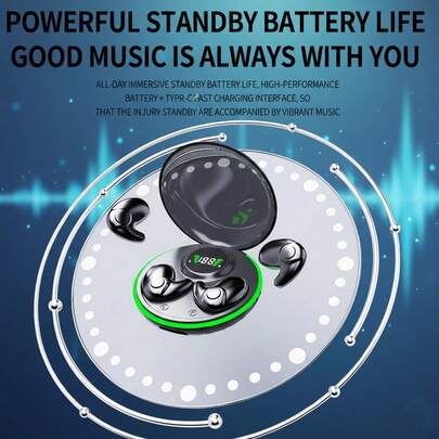 可爱圆形无线耳机保护套，快速充电，随时待命，轻巧蓝牙耳机，适合运动和日常出行