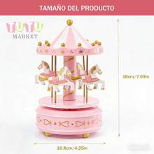 Caja De MúSica CláSica Accionada A Mano, Regalo De CumpleañOs Creativo Y RomáNtico Para Parejas, Elegante DecoracióN De Escritorio, Caja De MúSica De Carrusel Giratorio A Cuerda, Ornamento Musical Con TemáTica De Caballos Blanco-Rosa-Rojo-Azul, Caja De MúSica Decorativa Para DecoracióN De PasteleríA Y Ocasiones De Regalo, Caja De MúSica Giratoria - rosa - Ver 3