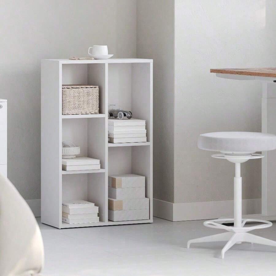 Kids Bookcase, Bookshelf With 5 Compartments, Storage Shelf - Cloud White - View 1