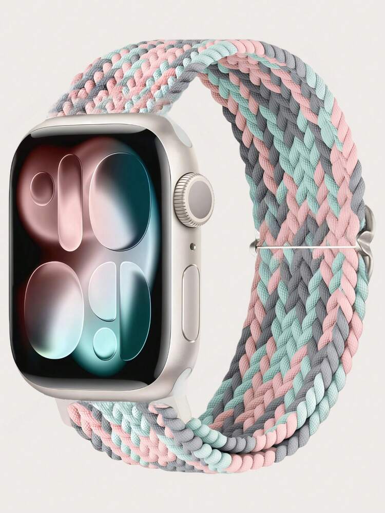 Alça Trançada Elástica Compatível com Apple Watch Band Ultra 49mm 45mm 44mm 46mm 42mm 41mm 40mm 38mm Homens Mulheres, Pulseiras Elásticas Trançadas de Náilon Macio Bandas de Substituição Compatíveis com Ultra 2 3, Séries 11/10/9/8/7/6/5/4/3/2/1 SE Como Presente para Estudantes Voltando à Escola - Multicolorido - Visão 11