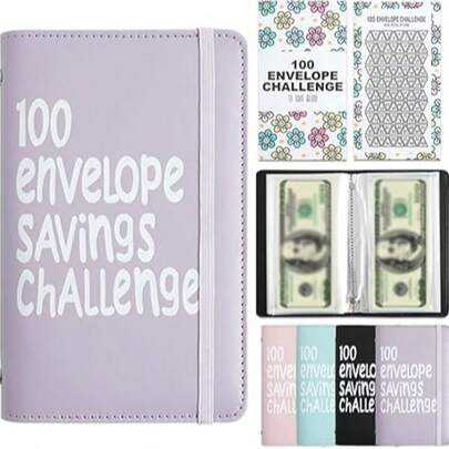 Money Saving Binder,100 Days Money Saving Challenge Coin Envelope Budgetstorage Book Mini 100 Day Envelope Savings Challenge Book, Cash Money Budget Planner Binder Envelopes To Save $5,050, $500, $10,000,Money Saving Challenge With Family, Friends