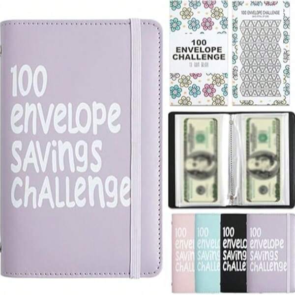 Money Saving Binder,100 Days Money Saving Challenge Coin Envelope Budgetstorage Book Mini 100 Day Envelope Savings Challenge Book, Cash Money Budget Planner Binder Envelopes To Save $5,050, $500, $10,000,Money Saving Challenge With Family, Friends