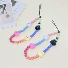 New Year Bestseller Phone Lanyard, Blue Series Pearl Beaded Bracelet Strap, Women's Phone Charm, Celebrity Same Style, Colorful Rabbit Beaded Wrist Strap, Phone Decor Compatible With Android And Most Smartphone,Gifts For Mother, Family, Friends, Kids, Birthday, Holiday Phone Chain - Multicolor - View 3
