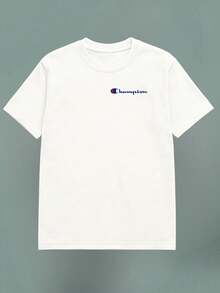 Men's Plus Size Casual Summer Set - T-Shirt And Shorts - Loose Fit, Street Style For Summer + Watch - 白色 - 查看 2