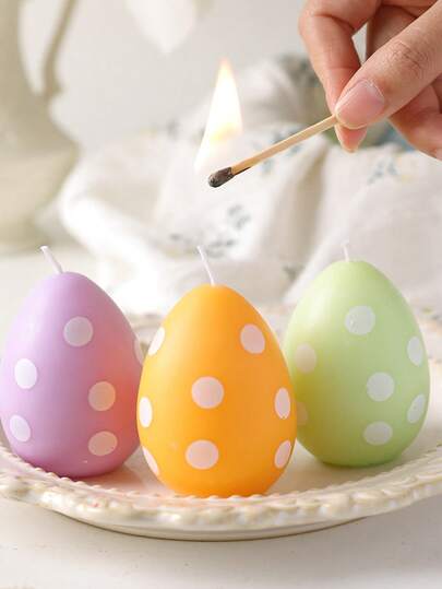 1pc Easter Egg Shaped Candle, Easter Scented Candle, Multi-Color Burning, Small Egg Candle, Unscented, Suitable For Easter Party Decor, Desktop Display, Home Gifts, Holiday Decor, Spring Celebration, Spring Gift, Colors: Blue, Orange, Green, Purple, Yellow, Pink