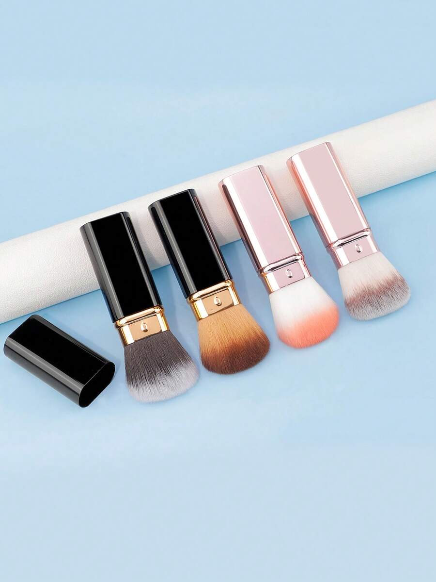 1支专业面部圆头伸缩刷，化妆刷，腮红刷，粉底刷，散粉刷，合成纤维 - 彩色 - 查看 1