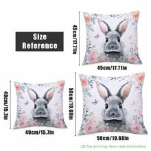 MEMNUN 4件套复活节花卉边框兔子印花涤纶装饰抱枕套【不含枕芯】，尺寸：17.7*17.7英寸（45*45厘米）/19.69*19.69英寸（50*50厘米）/15.75*15.75英寸（40*40厘米），【单面印花】花卉蝴蝶复活节春季主题抱枕套，适用于沙发、床、客厅、卧室、汽车、办公室、酒店装饰，是馈赠亲友的完美礼物，复活节家居纺织品装饰 - 彩色 - 查看 4