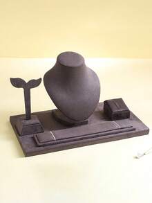 INS Style Black Velvet Jewelry Display Set, Necklace Earring Ring Storage Rack, Live Streaming Display Props - Black - View 7