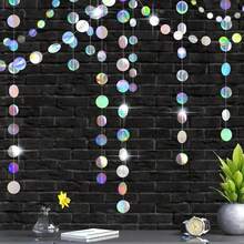 4pcs 53ft Holographic Iridescent Circle Garland - No DIY | Disco Theme Hanging Garland For Party Decorations - 彩色 - 查看 1