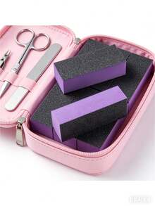 20/10/5/1pcs Nail Polishing Sponge Sandpaper Files, 80/120 Grit, 3-Sided Nail Files, Suitable For Nail Art Tools (Purple And Black) - Multicolor - View 4