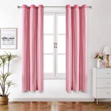 2 Paneele Sternausschnitt Verdunkelungsvorhänge, einfarbige Vorhänge mit Spitze Schirm Schichten, geeignet für Schlafzimmer, Wohnzimmer, Mädchenzimmer - Pink - Übersicht 23