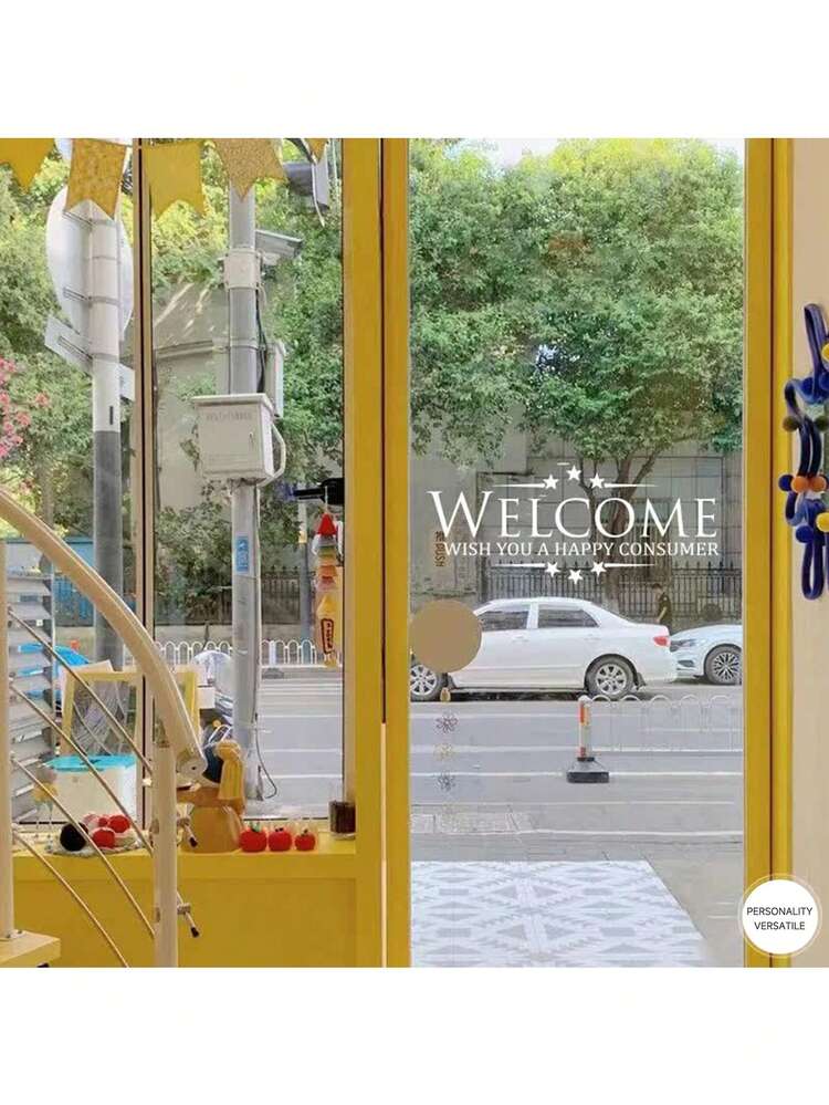 Coffee Dessert Milk Tea Clothing Store Window Glass Door Special Decor Stickers Welcome Creative Waist Line Anti-Collision Decals Self-Adhesive Waterproof Oil-Proof Easy To Apply And Peel Off - 1PC - View 6