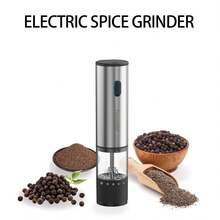 Feizsmile Rechargeable Pepper & Salt Grinder, Automatic Pepper Mill, Spice Grinder, USB Rechargeable, Adjustable Coarseness, One-Handed Operation, Ceramic Grinding, Refillable, Stainless Steel Housing, Suitable For Black Pepper, White Pepper, Sea Salt, Chili Pepper, Sesame, Cumin And Other Spices - Multicolor - View 2