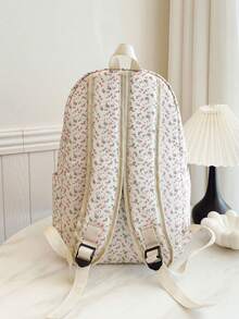 Fashionable Girl's Floral Double Backpack Combination Bag Student Schoolbag - Multicolor - View 10