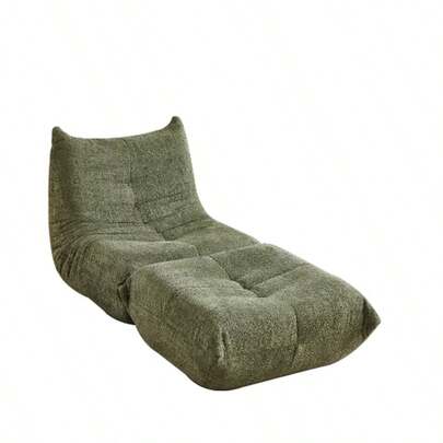 Chenille Togo Sofa With Footrest, Floor Lounge Chair, Armless Accent Chair, Beanbag Sofa, Togo-Style Fireplace Lounge Chair With Memory Foam, Comfortable Floor Sofa For Living Room, Bedroom, Gaming And Office