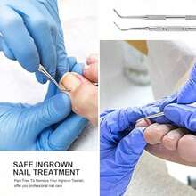 专业嵌甲及厚甲护理套装，包含不锈钢指甲钳、角质层推棒、足锉、便携旅行收纳盒 - 銀色 - 查看 7