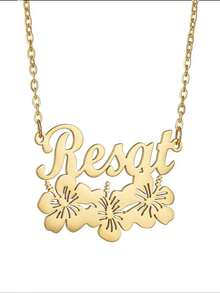 Personalized Elegant Flower Name Necklace, Stainless Steel Custom Name Pendant Necklace, Birthday & Valentine's Day Gift For Girlfriend - 1 - View 5