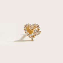 1pc Fashionable Minimalist Luxury Heart Diamond Stainless Steel Stud Earrings, Suitable For Women's Daily Wear - Multicolor - View 7