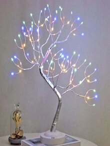 Lámpara De Noche Árbol Bonsái De 108 Luz Led Con Botón Táctil Decoración Interior y Mesa - Multicolor - Ver 6