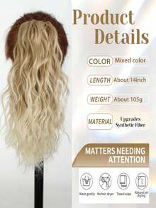 Tóc giả đuôi ngựa dài 12 inch, kiểu cổ điển, xoăn nhẹ, có kẹp càng cua, thích hợp cho nữ (Màu nâu gừng) - Nhiều màu - Xem 5