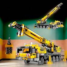 600pcs City Series Mechanical Crane Building Blocks Set, Yellow Engineering Crane Model, Movable, Rotatable, Lifting, Suitable As Birthday, Christmas Or Halloween Gift For Collectors - Vehicle Building Blocks - View 3