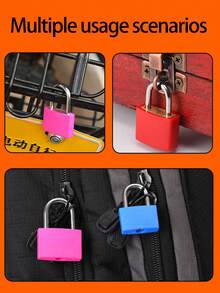 6 chiếc khóa hành lý nhỏ nhiều màu sắc, khóa móc mini, khóa móc bằng nhựa ABS mạ đồng, thích hợp cho ba lô, vali, túi đựng laptop, hành lý, hộp khóa. - A - Xem 4