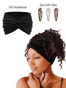 1 chiếc băng đô nữ bản rộng, băng đô co giãn chống trượt kiểu Bohemian, băng đô thắt nút xoắn, thích hợp cho thể thao, yoga hoặc sử dụng hàng ngày, món quà hoàn hảo cho chị em gái, bạn bè, mẹ, hoặc các dịp khác như sinh nhật, năm mới, ngày Valentine, Ngày của Mẹ, v.v. (Màu đen) Phụ kiện tóc thời trang Băng đô cài tóc nữ - màu đen - Xem 7