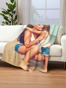1pc Customized Photo Fleece Blanket, Personalized With Family, Pet, Couple Photos, Best Gift For Mother's Day, Father's Day, Valentine's Day, Friends - Style 3 - View 4