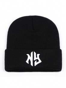 1顶Y2K风格“La Earth”刺绣针织滑雪帽，户外保暖针织帽，休闲百搭冬季保暖帽，适合日常通勤和秋季穿搭 - LA - 查看 20