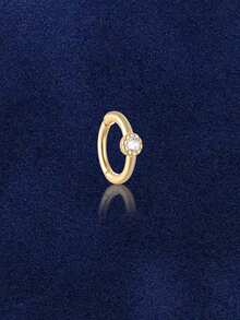 925纯银单鼻环，精致女士鼻环饰品 - 金黃色 - 查看 5