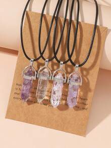 4pcs Crystal Pendant Necklace - Multicolor - View 13