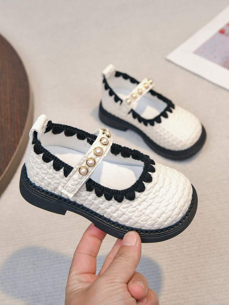 2026韩版儿童公主鞋，春季新款真皮鞋面易清洁软底幼儿学步鞋 - 米色 - 查看 1