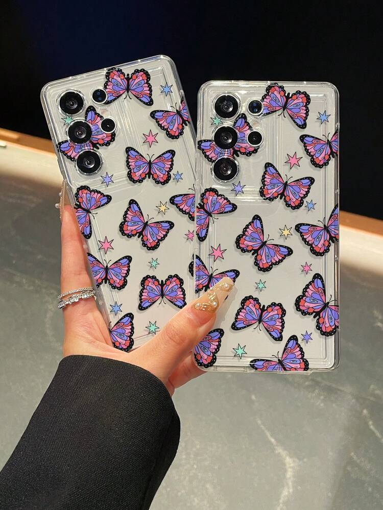 1个蝴蝶图案透明防摔手机保护套，TPU材质，适合作为节日礼物送给男士和女士，兼容三星手机 - 彩色 - 查看 7