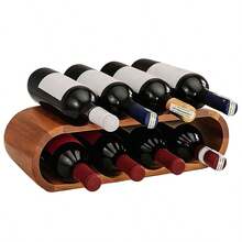 Wooden Wine Rack 8 Bottle Holder Wood Wooden Stackable Storage Display Shelf - Brown - View 6