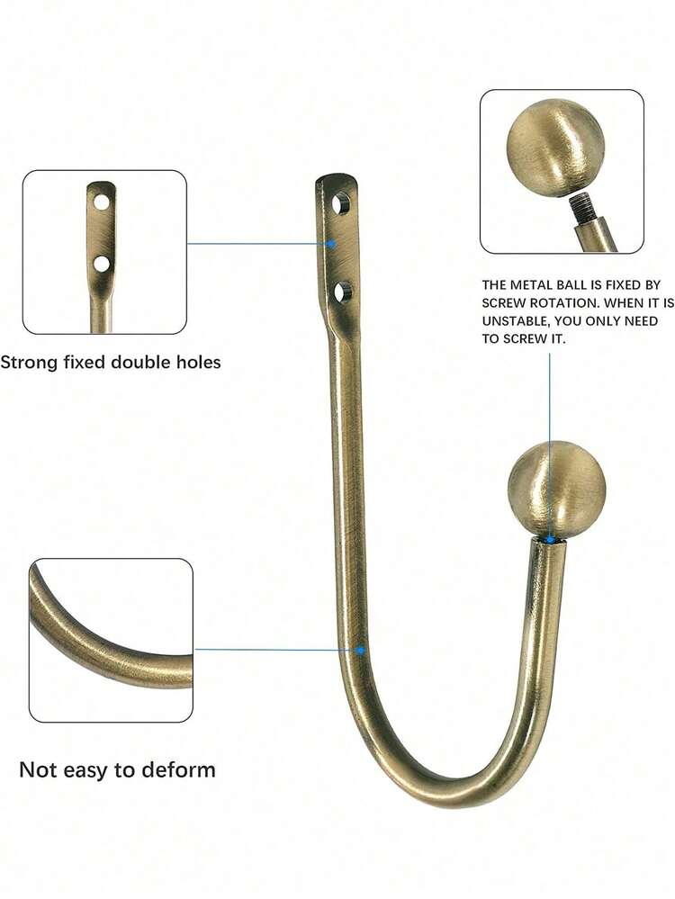 2pcs U-Shaped Metal Curtain Hooks With 2 Screws And 2 Expansion Sleeves, Multiple Color Options - 2pcs - View 4