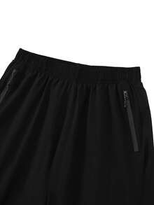 Two-Pack Of Men's Elastic Athletic Shorts With An Elastic Waistband And Zippered Pockets. Suitable For Sports, Fitness, Hiking, Outdoor Activities, Basketball, Soccer, Golf, Etc. A Great Gift For Men, Especially For Valentine's Day. - 黑色+深灰 - 查看 7