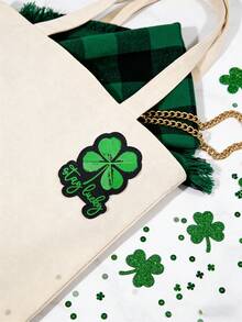 1pc "Stay Lucky" Four-Leaf Clover Embroidered Patch, Inspirational Design, Iron-On Or Sew-On Decorative Badge For Clothing, Backpacks, Jeans, Hats, DIY, Great Gift For Birthday, Graduation, Holidays - Four-leaf Clover - View 3