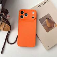 1 pieza Funda de teléfono con lupa creativa tipo mirilla, compatible con las series 11 12 13 14 15 16 17, gran regalo para familiares, amigos y ocasiones festivas - Naranja - Ver 2